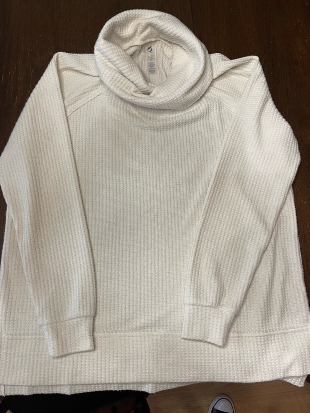 Women's Lou and Grey Cream Waffle Cowl Neck Sweater